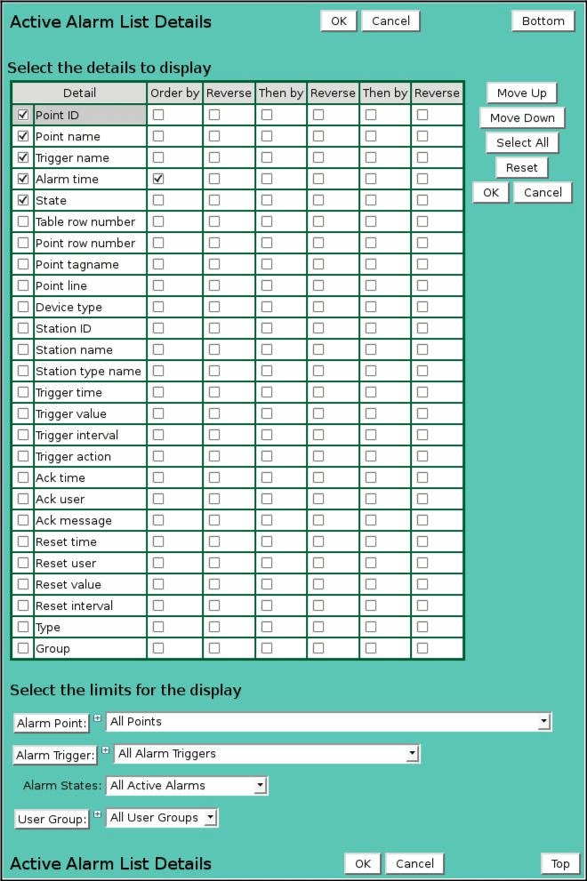 Active Alarm List Details