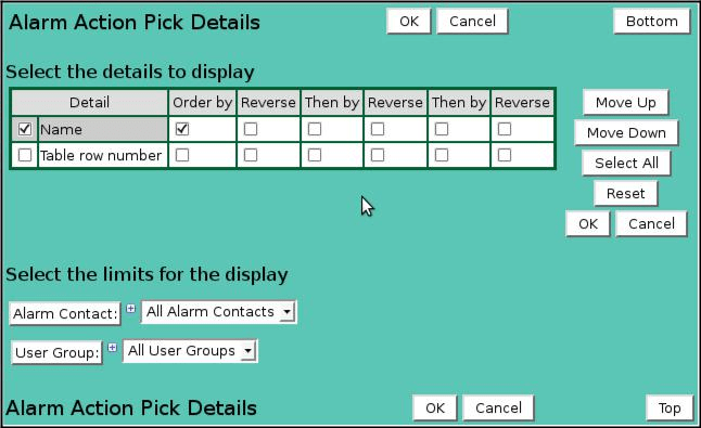 Alarm Action Pick Details