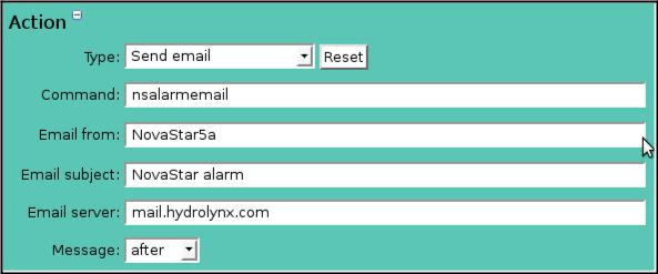 Alarm Action Send Email