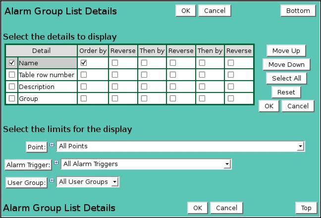 Alarm Group List Details
