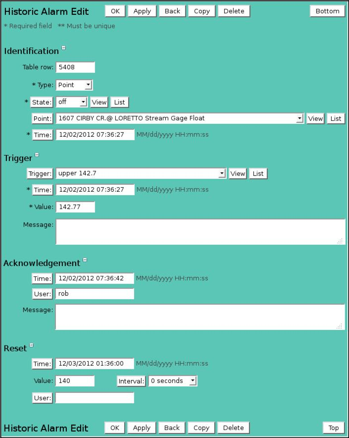 Historic Alarm Edit