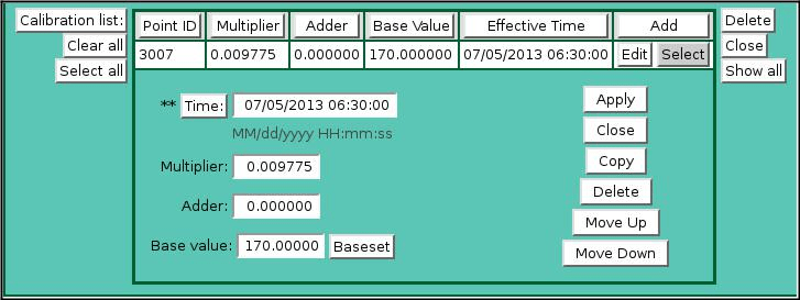 Data Edit Calibration Edit
