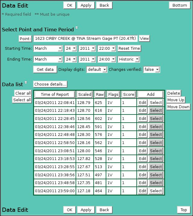 Data Edit Drift Period Select