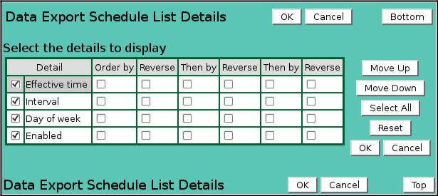 Data Export Schedule List Details