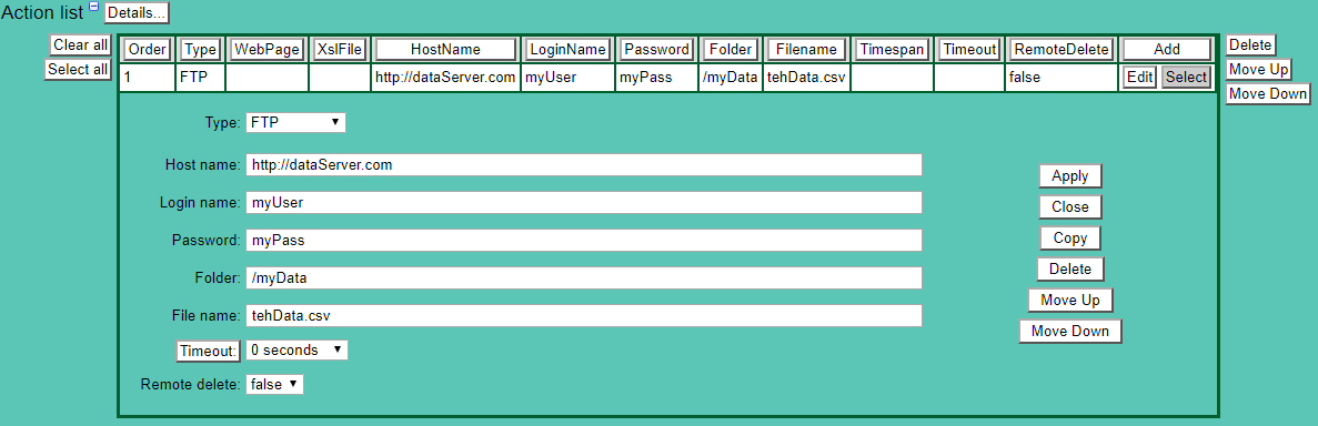 Data Import Action Edit Panel