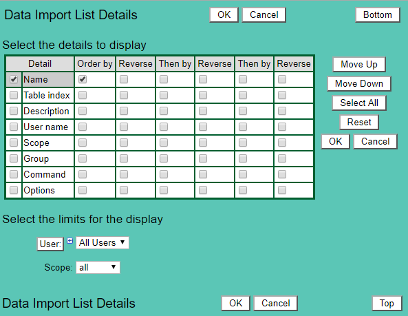 Data Import List Details