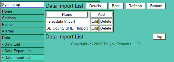Data Import List