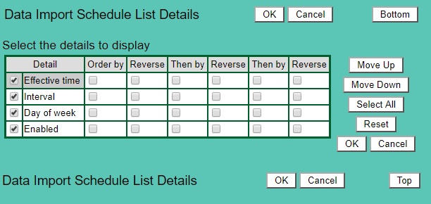 Data Import Schedule List Details