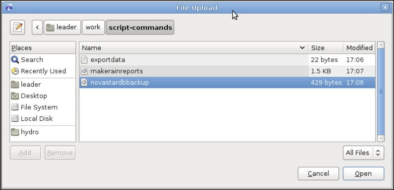Scheduler Command Upload File Selection