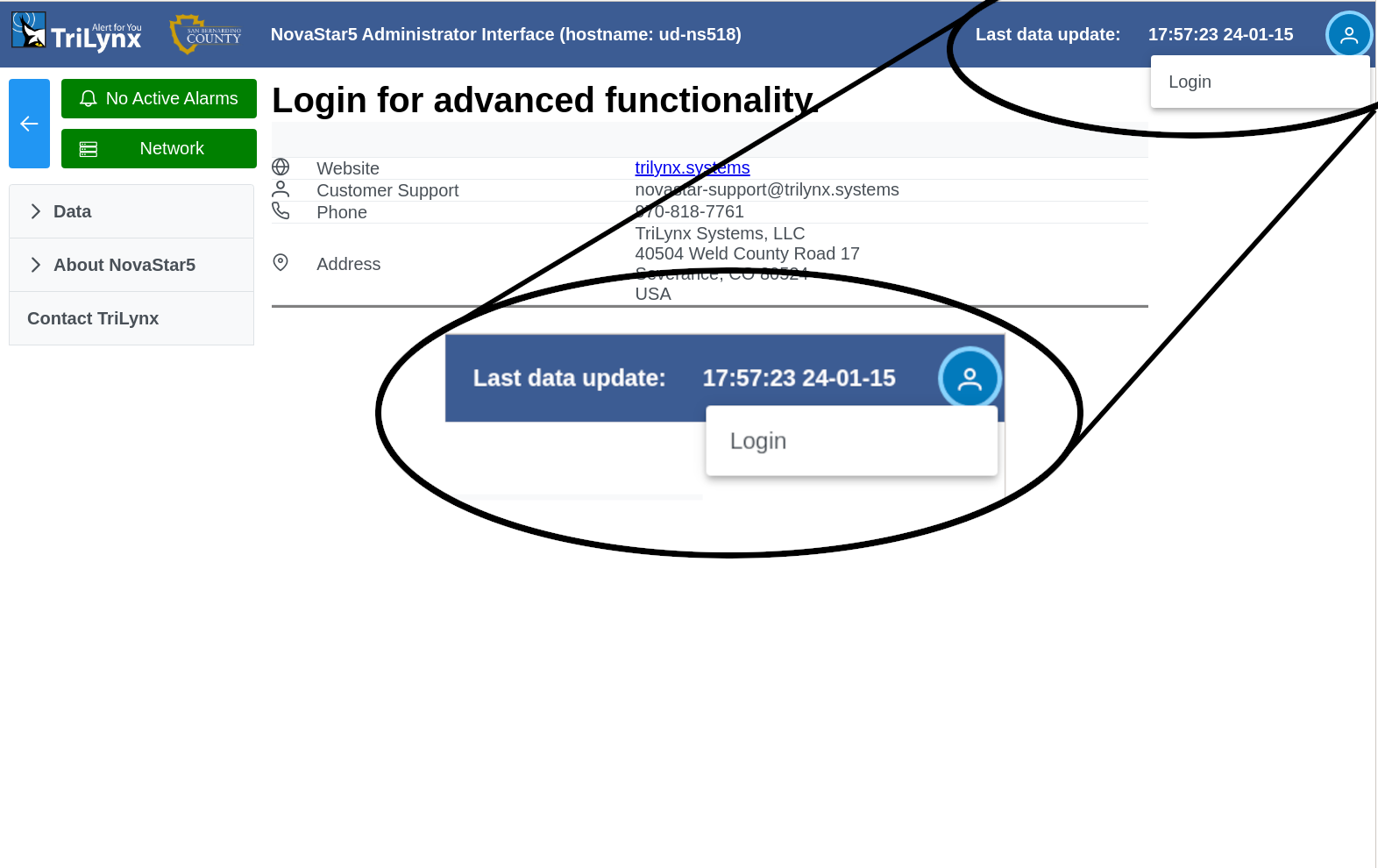 login menu